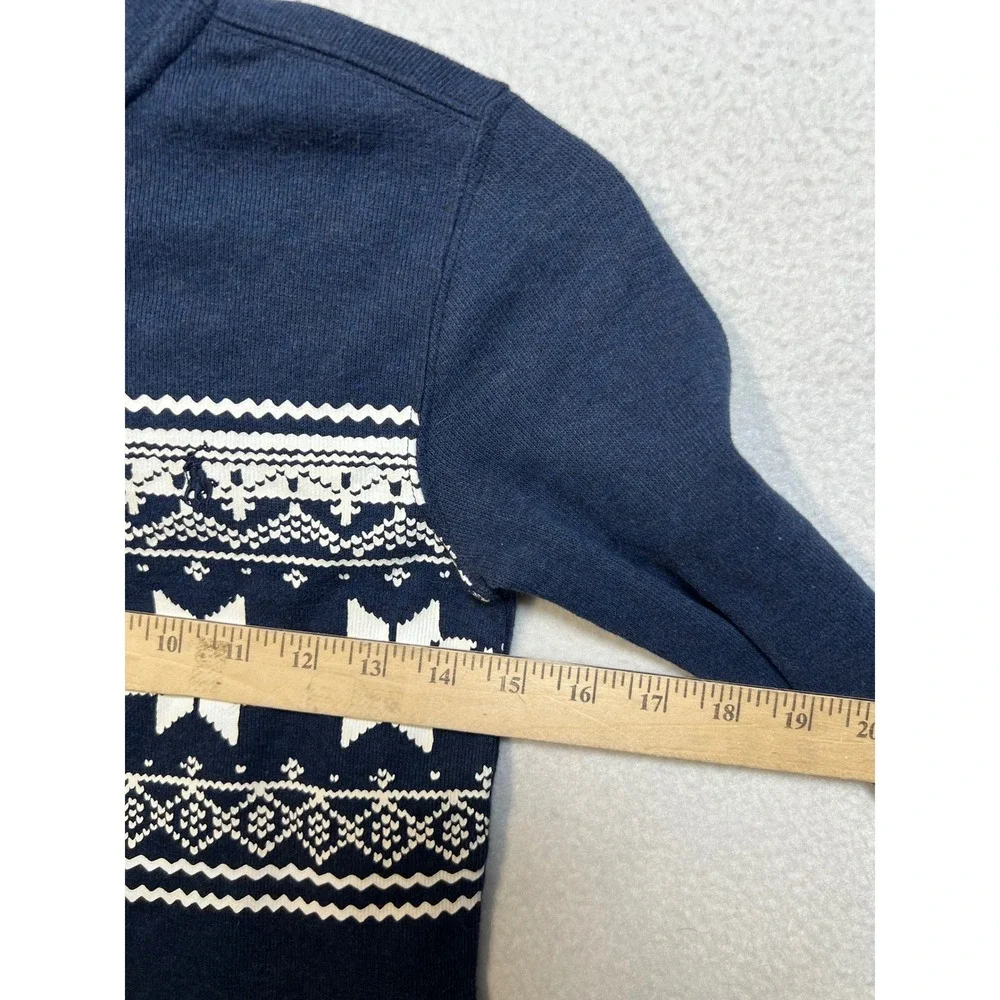 Polo Ralph Lauren Boys Navy Blue Fair Isle Snowflake Quarter Zip Pullover Size 8